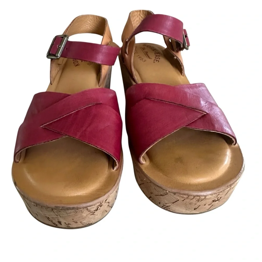 Kork-Ease Women's Pink/Berry Leather Cork Platform Sandals